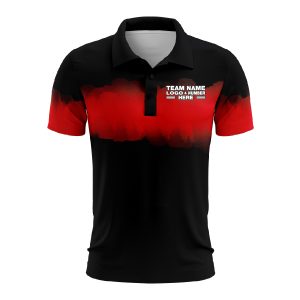 Custom Fully Sublimated Shaded Tie Dye Pattern Black Red Performance Polo Shirt 6547