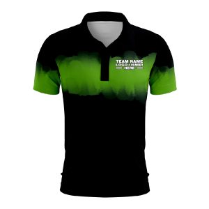 Custom Fully Sublimated Shaded Tie Dye Pattern Black Green Performance Polo Shirt 6561