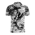 Custom Fully Sublimated Abstract Tie Dye Pattern White Black Performance Polo Shirt 6568