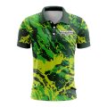 Custom Fully Sublimated Abstract Tie Dye Pattern Tricolor Green Performance Polo Shirt 6631