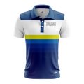 Custom Fully Sublimated Retro Stripe Neon Pattern Blue Performance Polo Shirt 6638