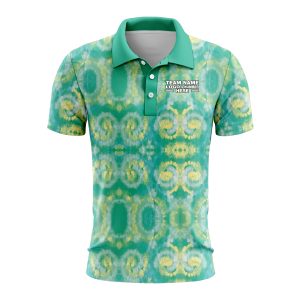 Custom Fully Sublimated Casual Tie Dye Pattern Green Performance Polo Shirt 6687