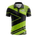 Custom Fully Sublimated Geometric Neon Pattern Black Green Performance Polo Shirt 6708