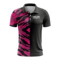 Custom Fully Sublimated Half Tie Dye Pattern Pink Performance Polo Shirt 6757