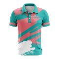 Custom Fully Sublimated Paint Brush Tie Dye Pattern Teal Pink Performance Polo Shirt 6848