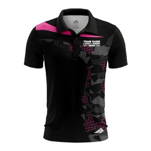 Custom Fully Sublimated Extreme Neon Pattern Pink Performance Polo Shirt 6855