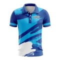 Custom Fully Sublimated Paint Brush Tie Dye Pattern Sky Blue Performance Polo Shirt 6890