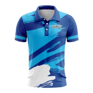 Custom Fully Sublimated Paint Brush Tie Dye Pattern Sky Blue Performance Polo Shirt 6890