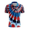 Custom Fully Sublimated Lush Legends Tie Dye Pattern Blue Red Performance Polo Shirt 6981