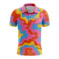 Custom Fully Sublimated Color Clash Tie Dye Pattern Multicolor Performance Polo Shirt 7016