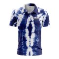 Custom Fully Sublimated Chromatic Tie Dye Pattern White Blue Performance Polo Shirt 7030
