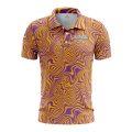 Custom Fully Sublimated Psychedelic Pioneers Tie Dye Pattern Orange Purple Performance Polo Shirt 7037