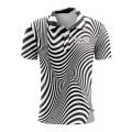 Custom Fully Sublimated Trippy Tie Dye Pattern Black White Performance Polo Shirt 7058