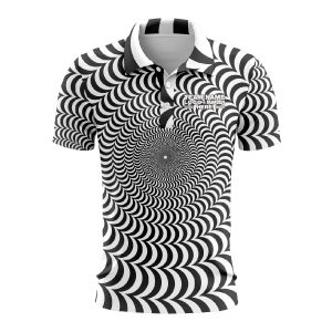 Custom Fully Sublimated Trippy Tie Dye Two Pattern Black White Performance Polo Shirt 7065
