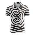 Custom Fully Sublimated Trippy Tie Dye Three Pattern Black White Performance Polo Shirt 7072