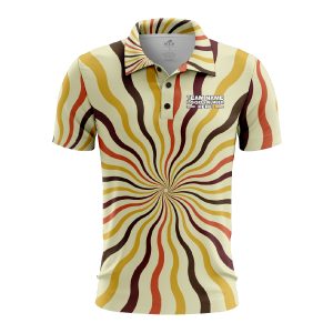 Custom Fully Sublimated Lava Lamp Tie Dye Pattern Orange Yellow Brown Performance Polo Shirt 7079