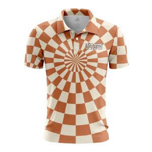 Custom Fully Sublimated Trippy Tie Dye Three Pattern Orange White Performance Polo Shirt 7107