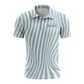 Custom Fully Sublimated Serene Stripes Tie Dye Pattern Blue White Performance Polo Shirt 7114