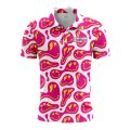 Custom Fully Sublimated Energetic Smiles Tie Dye Pattern Pink Yellow White Performance Polo Shirt 7121