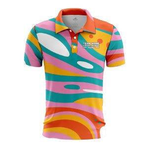 Custom Fully Sublimated Vintage Bloom Tie Dye Pattern Multicolor Performance Polo Shirt 7163