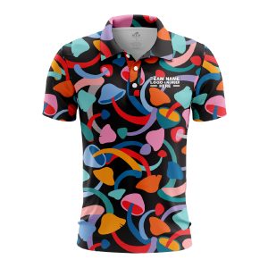 Custom Fully Sublimated Dynamic Shapes Tie Dye Pattern Multicolor Performance Polo Shirt 7177