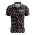 Custom Fully Sublimated Fungi Frenzy Tie Dye Black Multicolor Performance Polo Shirt 7205