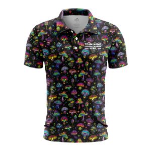 Custom Fully Sublimated Fungi Frenzy Tie Dye Black Multicolor Performance Polo Shirt 7205