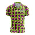 Custom Fully Sublimated Kaleidoscope Tie Dye Green Purple Performance Polo Shirt 7226