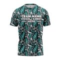 Custom Fully Sublimated Tropical Floral Pattern White Black Teal Performance Jersey 7261