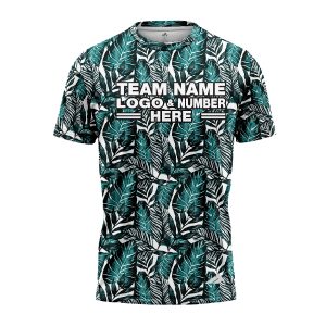 Custom Fully Sublimated Tropical Floral Pattern White Black Teal Performance Jersey 7261