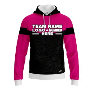 Custom Fully Sublimated Sport Neon Pattern Black Pink Performance Sports Pullover Hoodie 07324