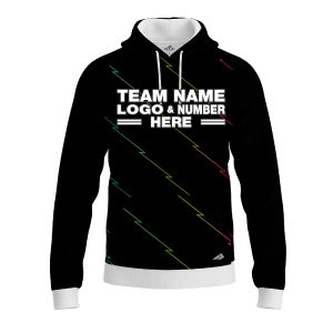 Custom Fully Sublimated Lightning Neon Pattern Black Performance Sports Pullover Hoodie 07340