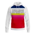 Custom Fully Sublimated Retro Stripe Neon Pattern Blue Yellow Pink Performance Sports Pullover Hoodie 07458