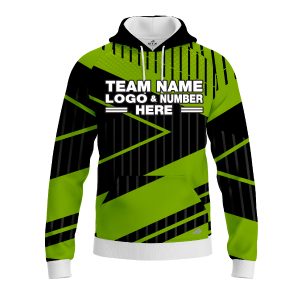 Custom Fully Sublimated Geometric Neon Pattern Black Green Performance Sports Pullover Hoodie 07469
