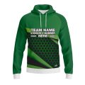 Custom Fully Sublimated Geometric Burst Neon Pattern Green Black Performance Sports Pullover Hoodie 07545
