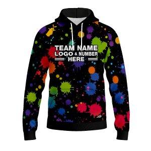 Custom Fully Sublimated Paint Splash Neon Pattern Multicolor Performance Sports Pullover Hoodie 07553