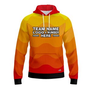 Custom Fully Sublimated Heat Wave Neon Pattern Orange Yellow Performance Sports Pullover Hoodie 07555