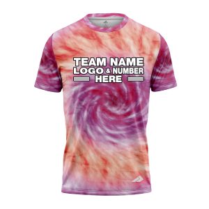 Custom Fully Sublimated Spiral Tie Dye Pattern Pink Orange Performance Jersey 7572