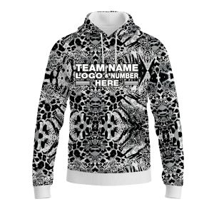 Custom Fully Monochrome Animal Print Performance Sports Pullover Hoodie 07588