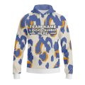 Custom Fully Sublimated Abstract Animal Print Two White Blue Orange Performance Sports Pullover Hoodie 07631