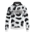 Custom Fully Sublimated Elegant Dynamic Animal Print Black White Performance Sports Pullover Hoodie 07661