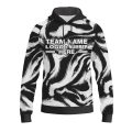 Custom Fully Sublimated Vibrant Monochrome Swirl Print Black White Performance Sports Pullover Hoodie 07696