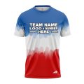 Custom Fully Sublimated Vibrant Tie Dye Pattern Tricolor White Blue Red Performance Jersey 7698
