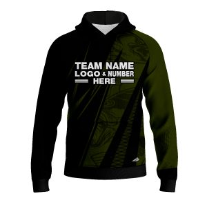 Custom Fully Sublimated Electric Fishing Pattern Dark Green Performance Sports Pullover Hoodie 07758