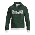 Custom Fully Sublimated Green Leaf Floral Pattern Green Black Performance Sports Pullover Hoodie 07769