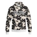 Custom Fully Sublimated Monochrom Floral Pattern White Black Performance Sports Pullover Hoodie 07773