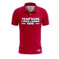 Custom Fully Sublimated Solid E9 Pattern Cherry Red Performance Polo Shirt 7821