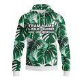 Custom Fully Sublimated Palm Leaf Floral  Pattern White Green Performance Sports Pullover Hoodie 07856