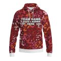 Custom Fully Sublimated Dynamic Floral Pattern Red Orange Pink Performance Sports Pullover Hoodie 07860