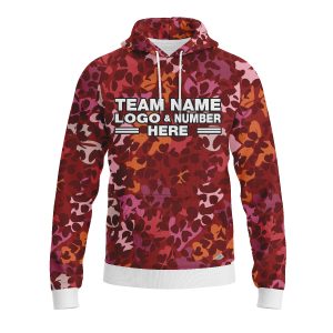 Custom Fully Sublimated Dynamic Floral Pattern Red Orange Pink Performance Sports Pullover Hoodie 07860